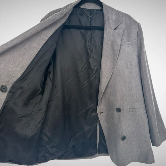 Allsaints Elle Double Breasted Grey Blazer Size US 6 UK 10 Chic Timeless Clean - Picture 7 of 12